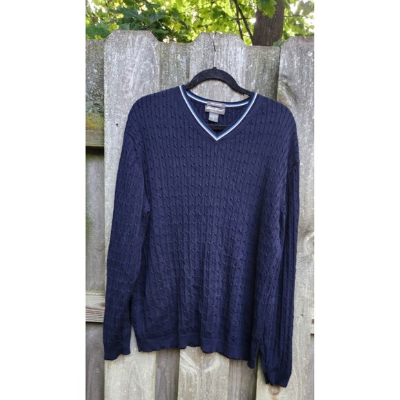 Lands End Sweater Mens XL Preppy Tennis Pima Cotton - Picture 3 of 8